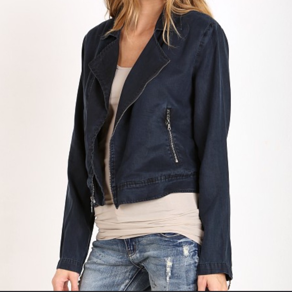 Bella Dahl lined Moto Jacket Indigo Sz M‎